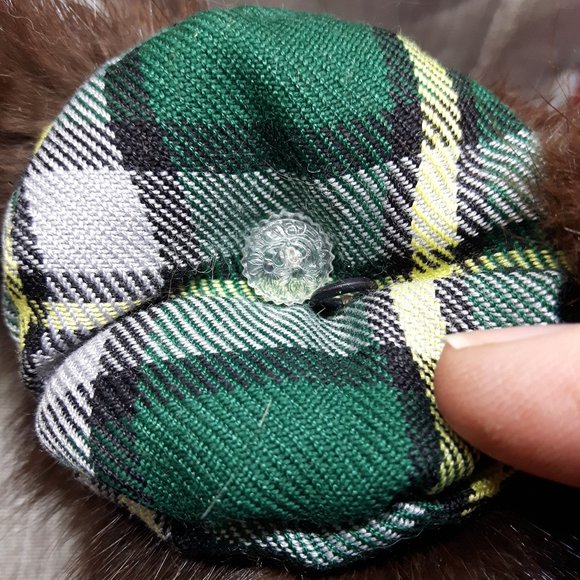 Tartan Teddy Bear Christmas Ornament - Genuine Real Fur - Muskrat - Picture 7 of 7